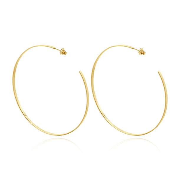 14 Karat Yellow Gold Large Sunrise Hoop Earrings