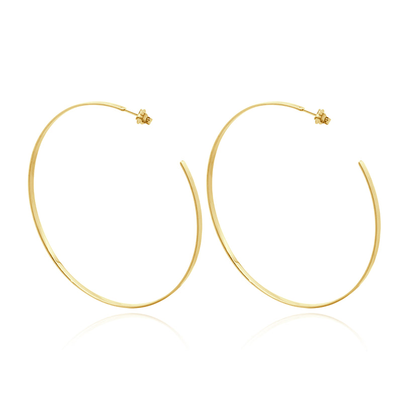 14 Karat Yellow Gold Large Sunrise Hoop Earrings