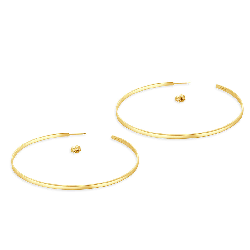 14 Karat Yellow Gold Large Sunrise Hoop Earrings
