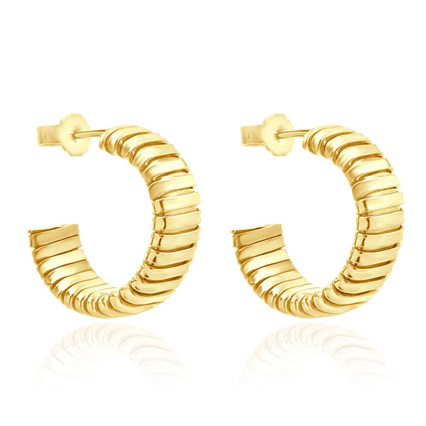 18 Karat Yellow Gold Tubagas Hoop Earrings