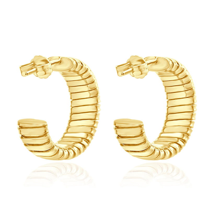 18 Karat Yellow Gold Tubagas Hoop Earrings