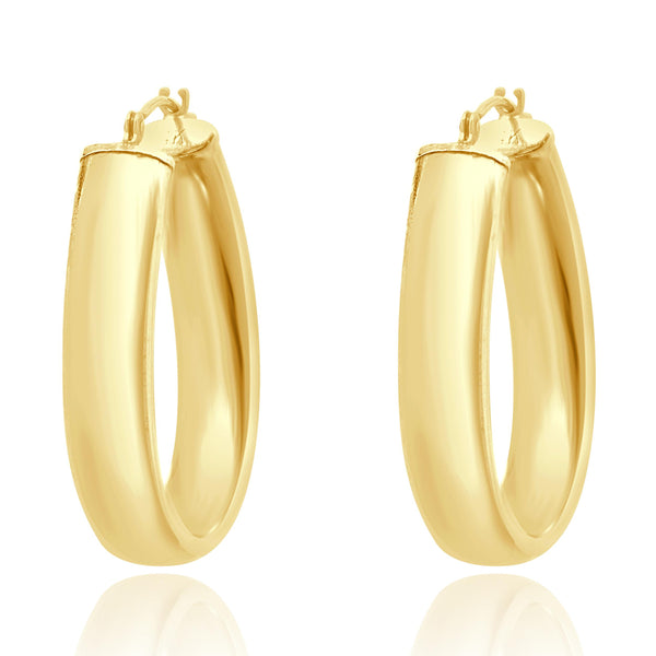 14 Karat Yellow Gold Classic Oval Hoop Earrings
