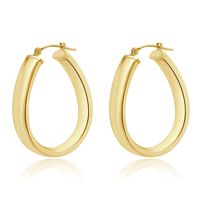 14 Karat Yellow Gold Classic Oval Hoop Earrings