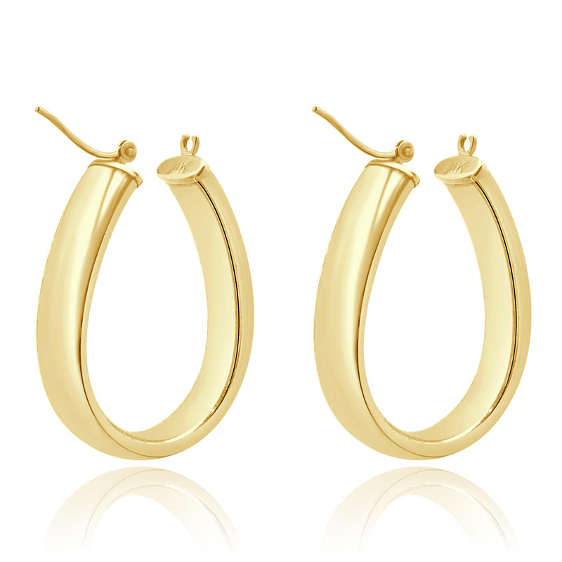 14 Karat Yellow Gold Classic Oval Hoop Earrings