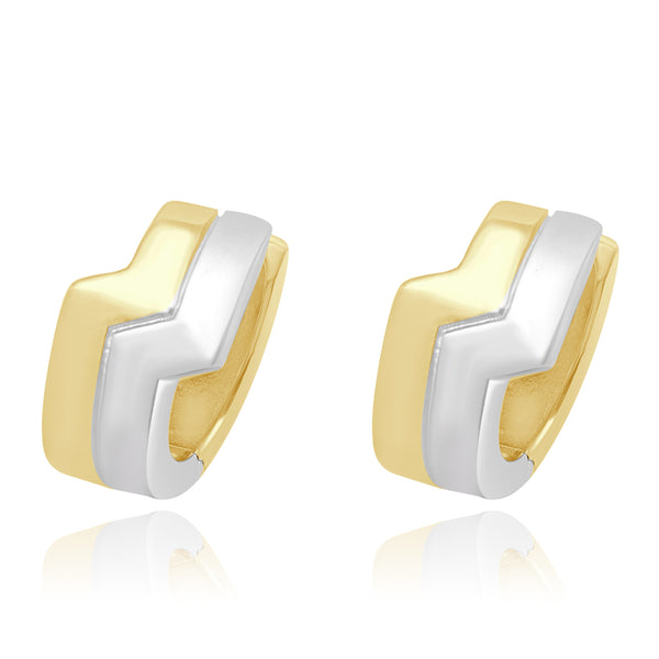 14 Karat Two Tone Huggie Earrings
