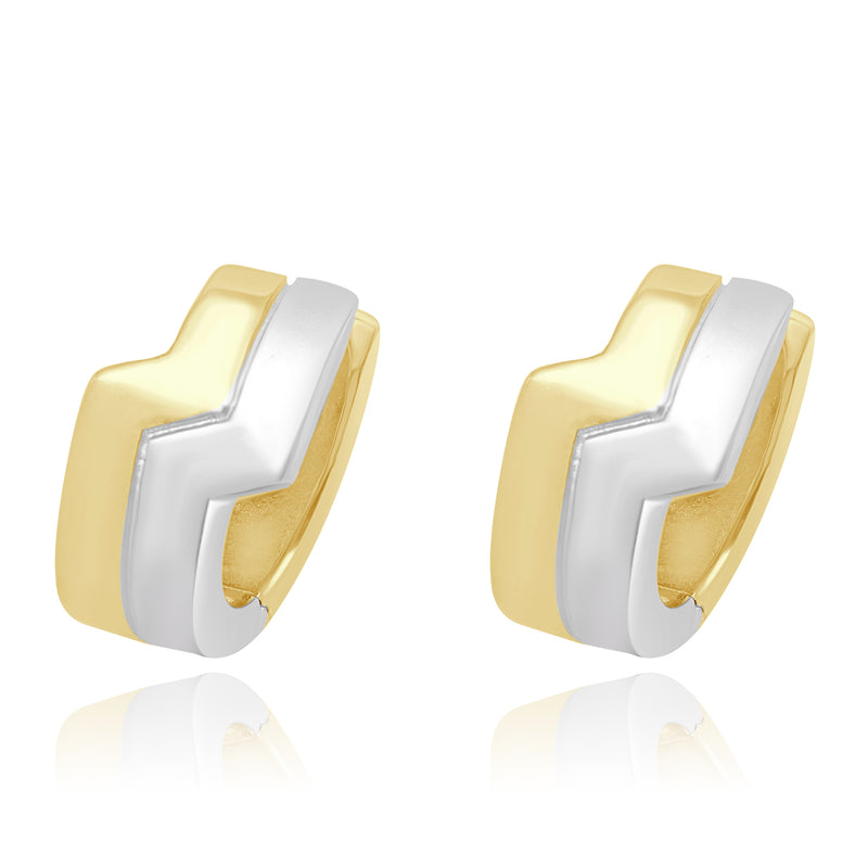 14 Karat Two Tone Huggie Earrings