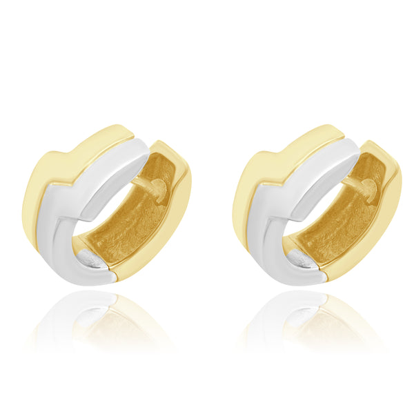 14 Karat Two Tone Huggie Earrings