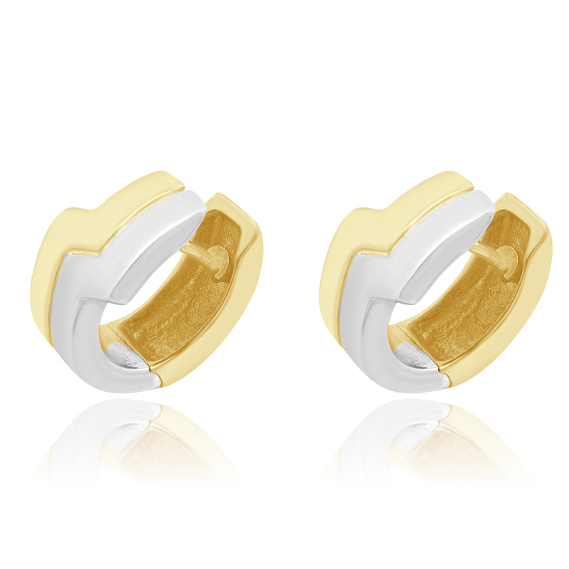 14 Karat Two Tone Huggie Earrings