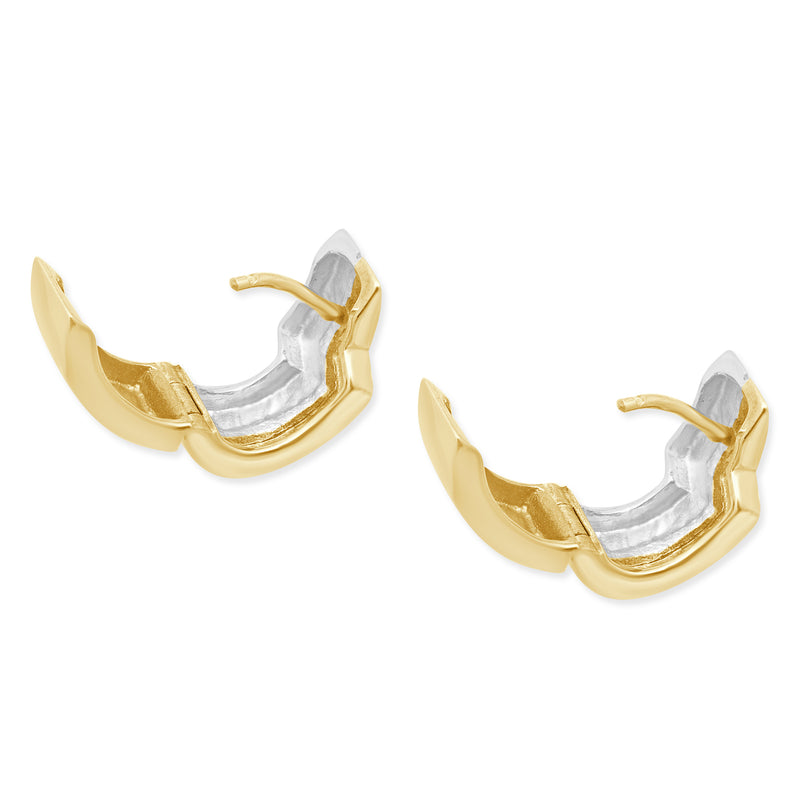 14 Karat Two Tone Huggie Earrings