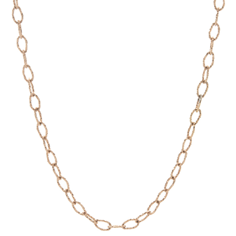 14 Karat Rose Gold Diamond Cut Oval Link Chain Necklace