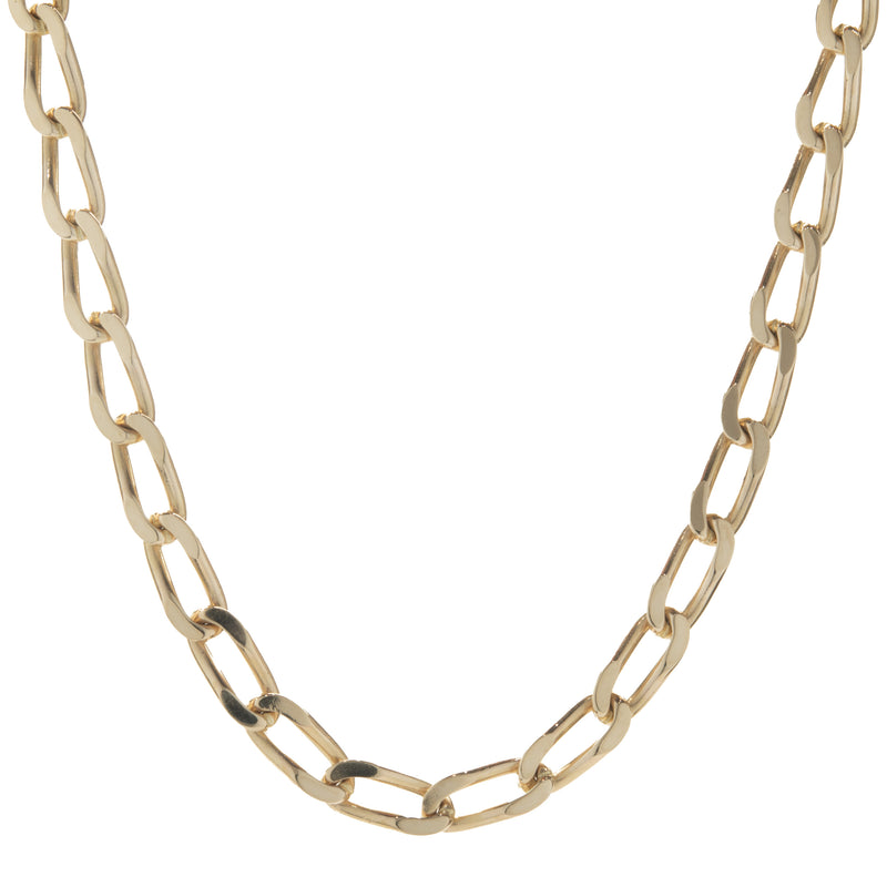 18 Karat Yellow Gold Oval Cuban Link Chain Necklace
