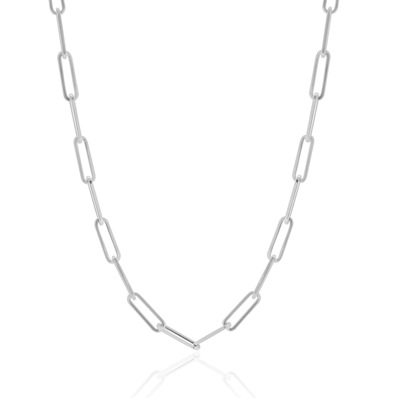 14 Karat White Gold Paperclip Chain Necklace