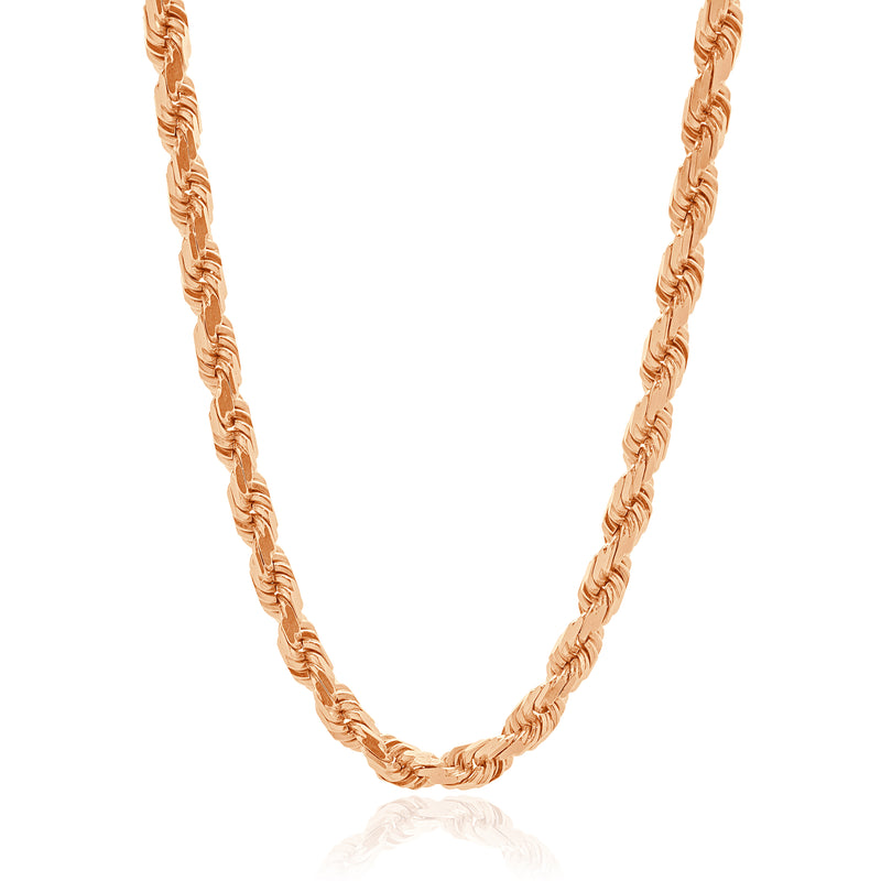 10 Karat Rose Gold 8MM Rope Chain Necklace