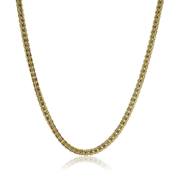 10 Karat Yellow & White Gold Iced Link Chain Necklace