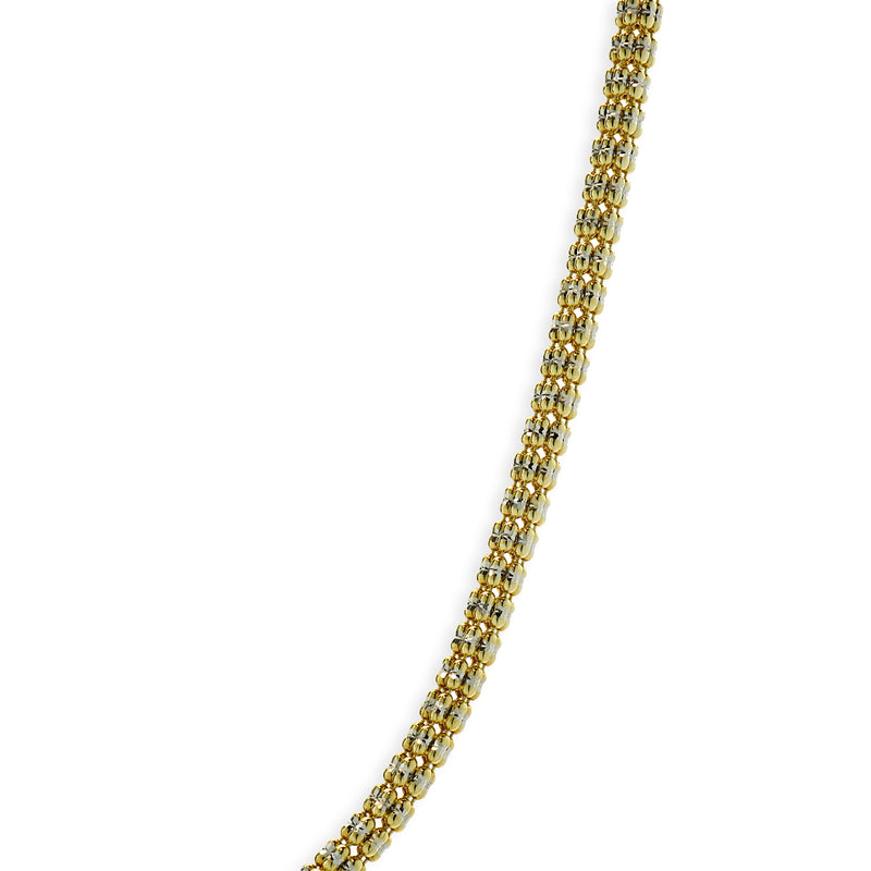 10 Karat Yellow & White Gold Iced Link Chain Necklace