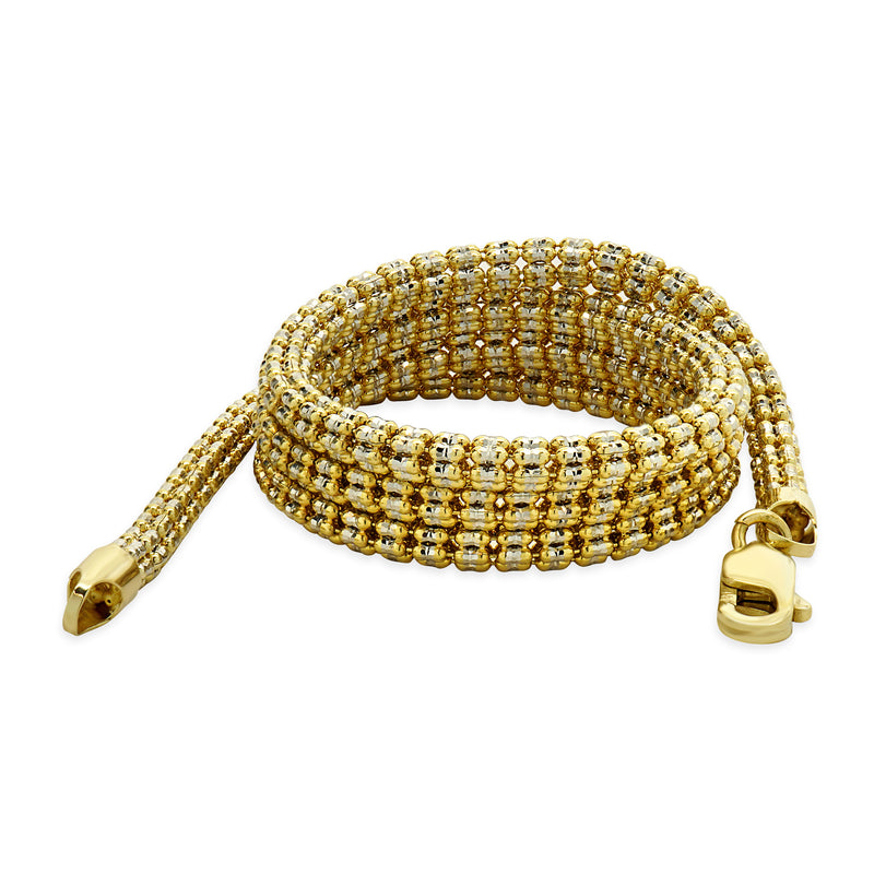10 Karat Yellow & White Gold Iced Link Chain Necklace