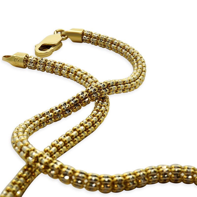 10 Karat Yellow & White Gold Iced Link Chain Necklace