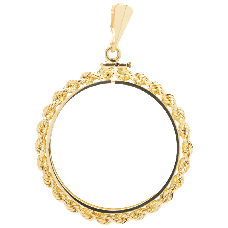 14 Karat Yellow Gold Rope Style Coin Bezel