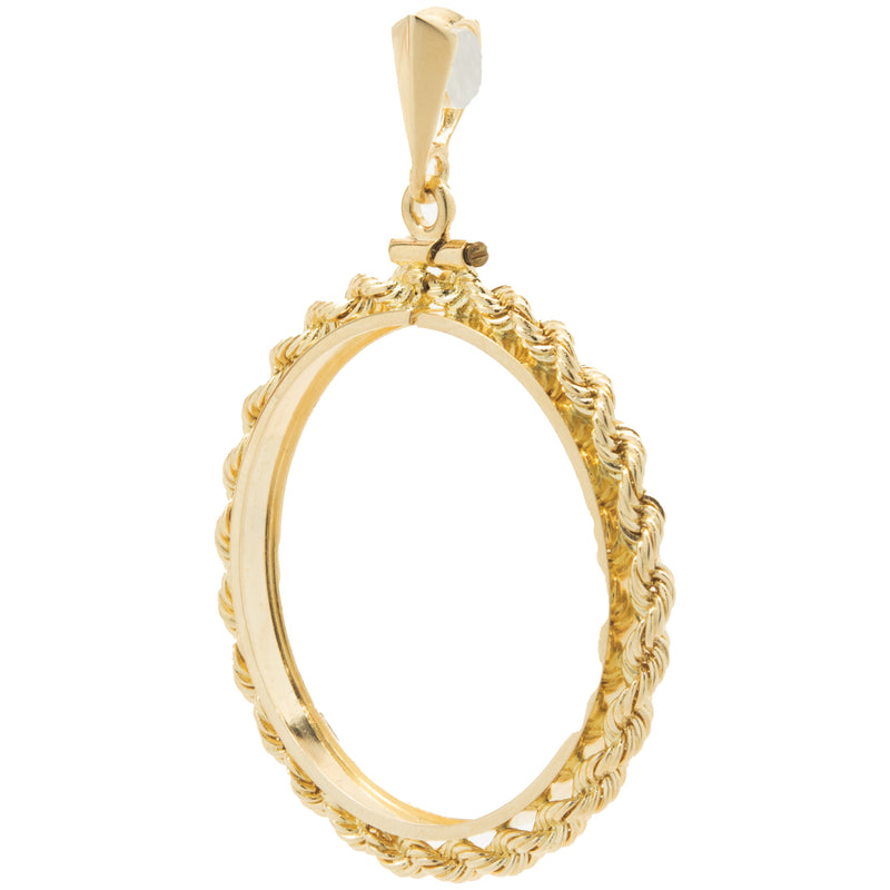 14 Karat Yellow Gold Rope Style Coin Bezel