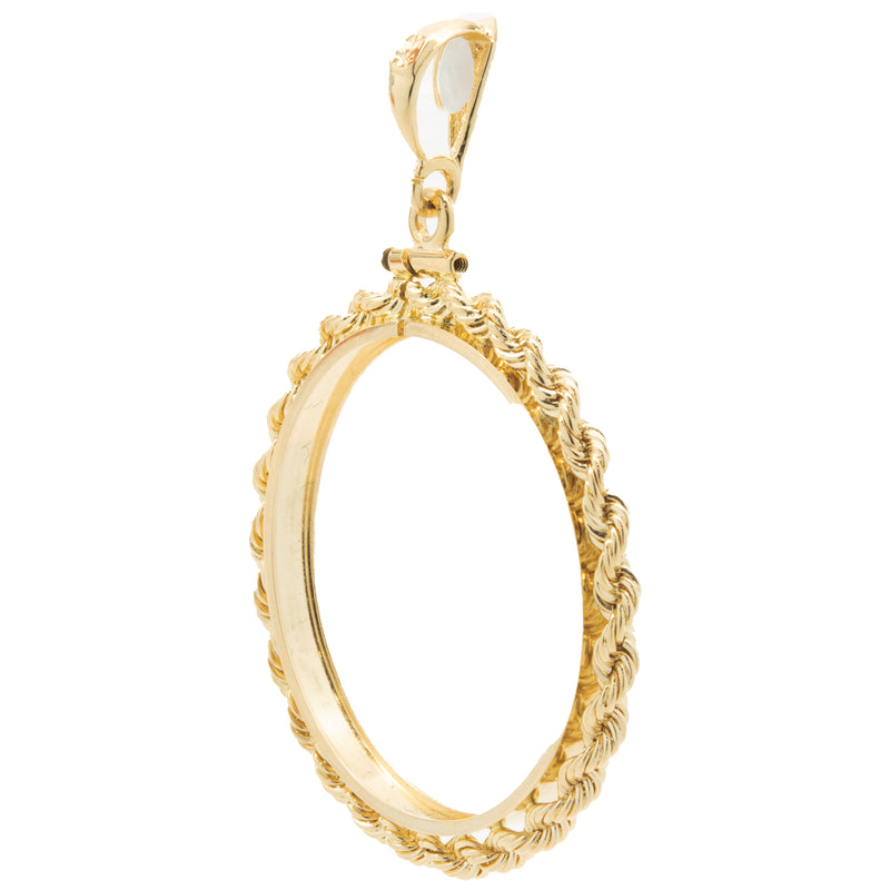 14 Karat Yellow Gold Rope Style Coin Bezel