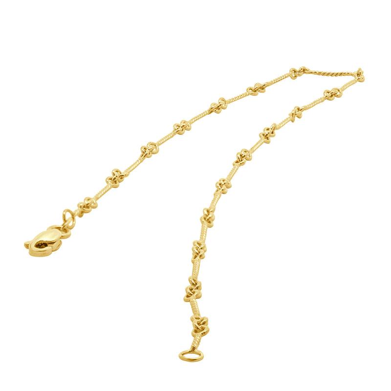 14 Karat Yellow Gold Twisted Wire Station Anklet