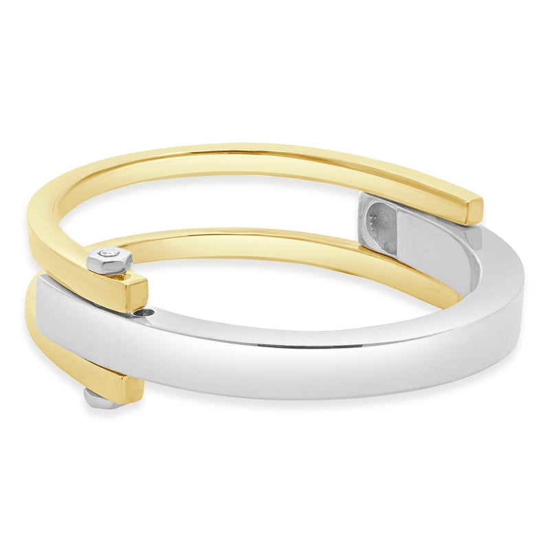 14 Karat Yellow & White Gold Hinged Cuff Bracelet