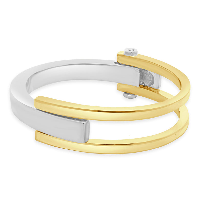 14 Karat Yellow & White Gold Hinged Cuff Bracelet