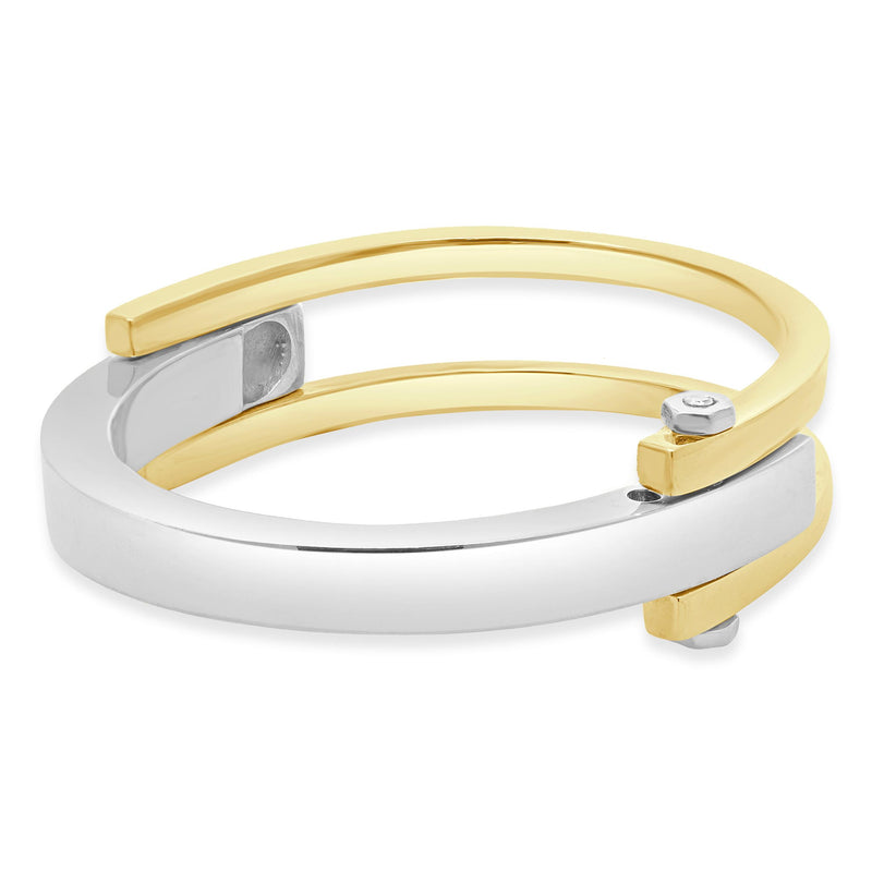 14 Karat Yellow & White Gold Hinged Cuff Bracelet