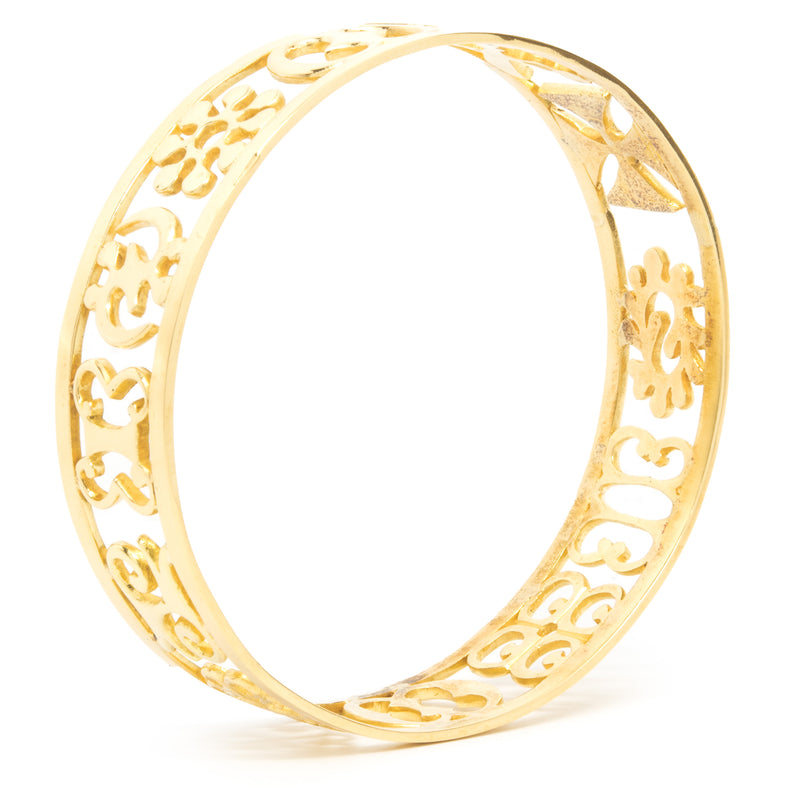 18 Karat Yellow Gold Symbol Bangle Bracelet