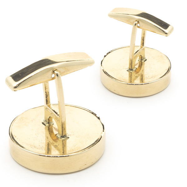14 Karat Yellow Gold Round Carnelian Cufflinks