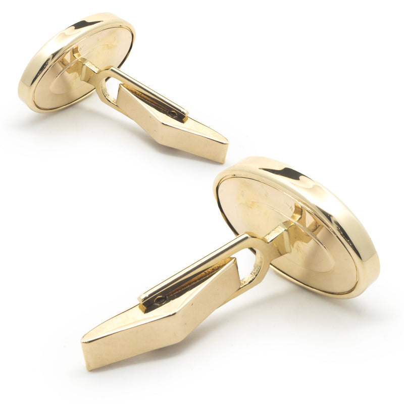 14 Karat Yellow Gold Oval Black Onyx Cufflinks