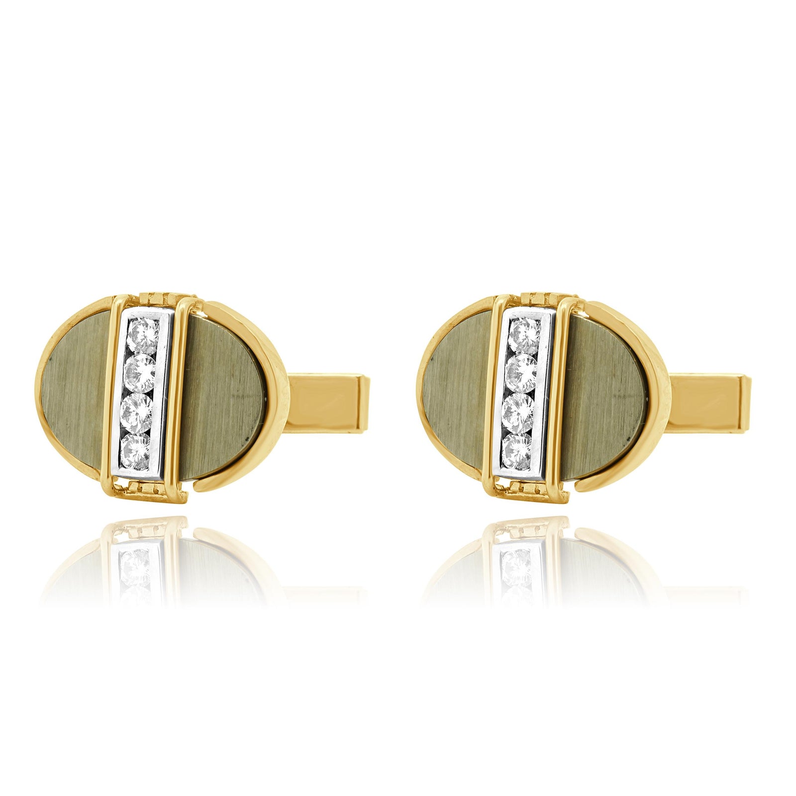 14K ブローチ 14 Karat Yellow Gold Diamond Cufflinks – The Estate Watch And