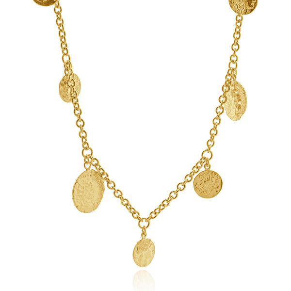 Roberto Coin 18 Karat Yellow Gold 17 Station Coin Necklace