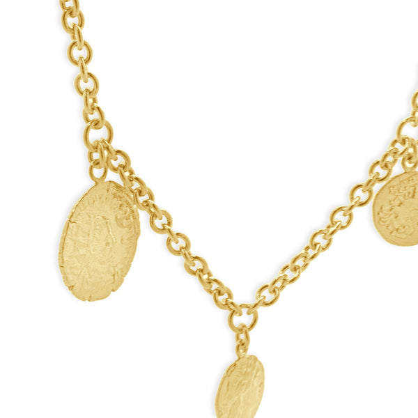 Roberto Coin 18 Karat Yellow Gold 17 Station Coin Necklace