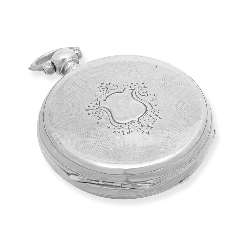 Pateck Geneve Silver Enamel Pocket Watch 45mm