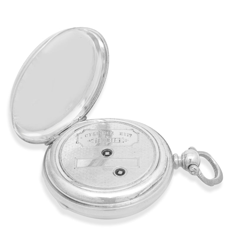 Pateck Geneve Silver Enamel Pocket Watch 45mm