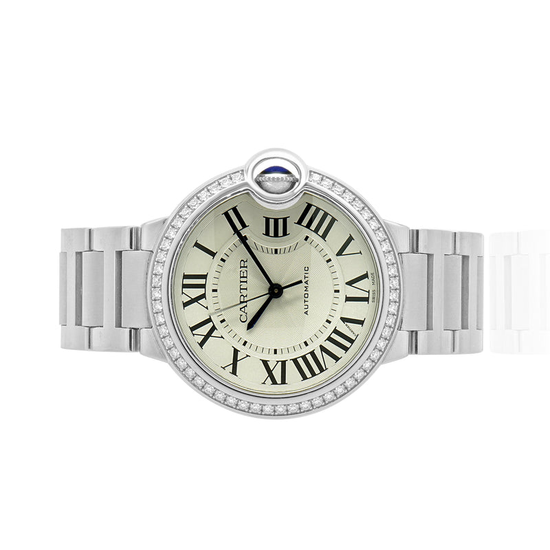 Cartier Stainless Steel Ballon Bleu With Diamond Bezel