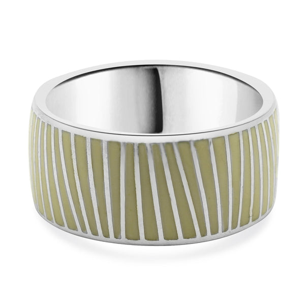 Mont Blanc Sterling Silver and White Enamel Wide Band