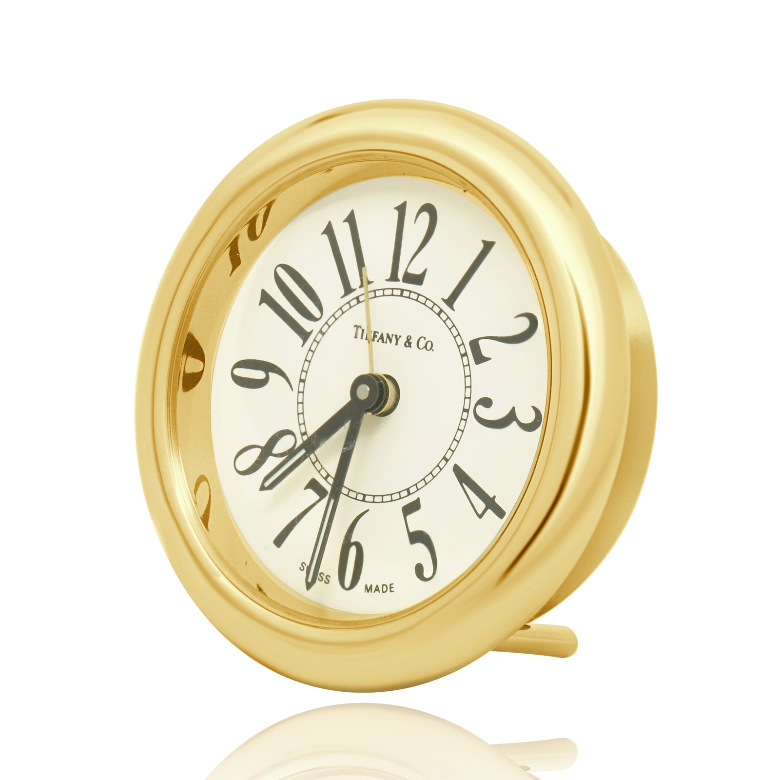 Tiffany & Co. Round Brass Desk Alarm Clock Swiss Quartz – The