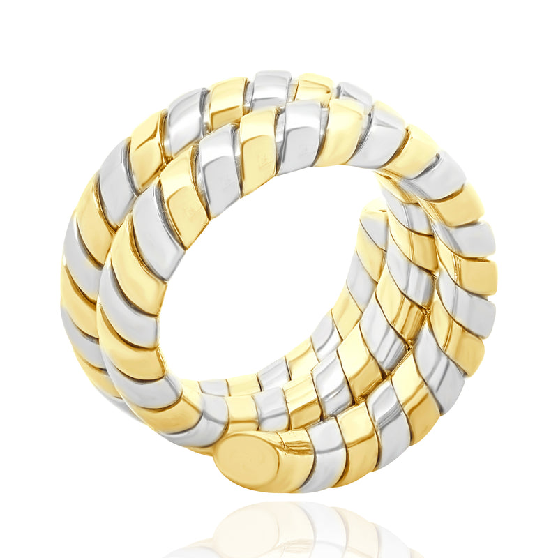 Bulgari 18 Karat Yellow Gold & Stainless Steel Tubogas Ring