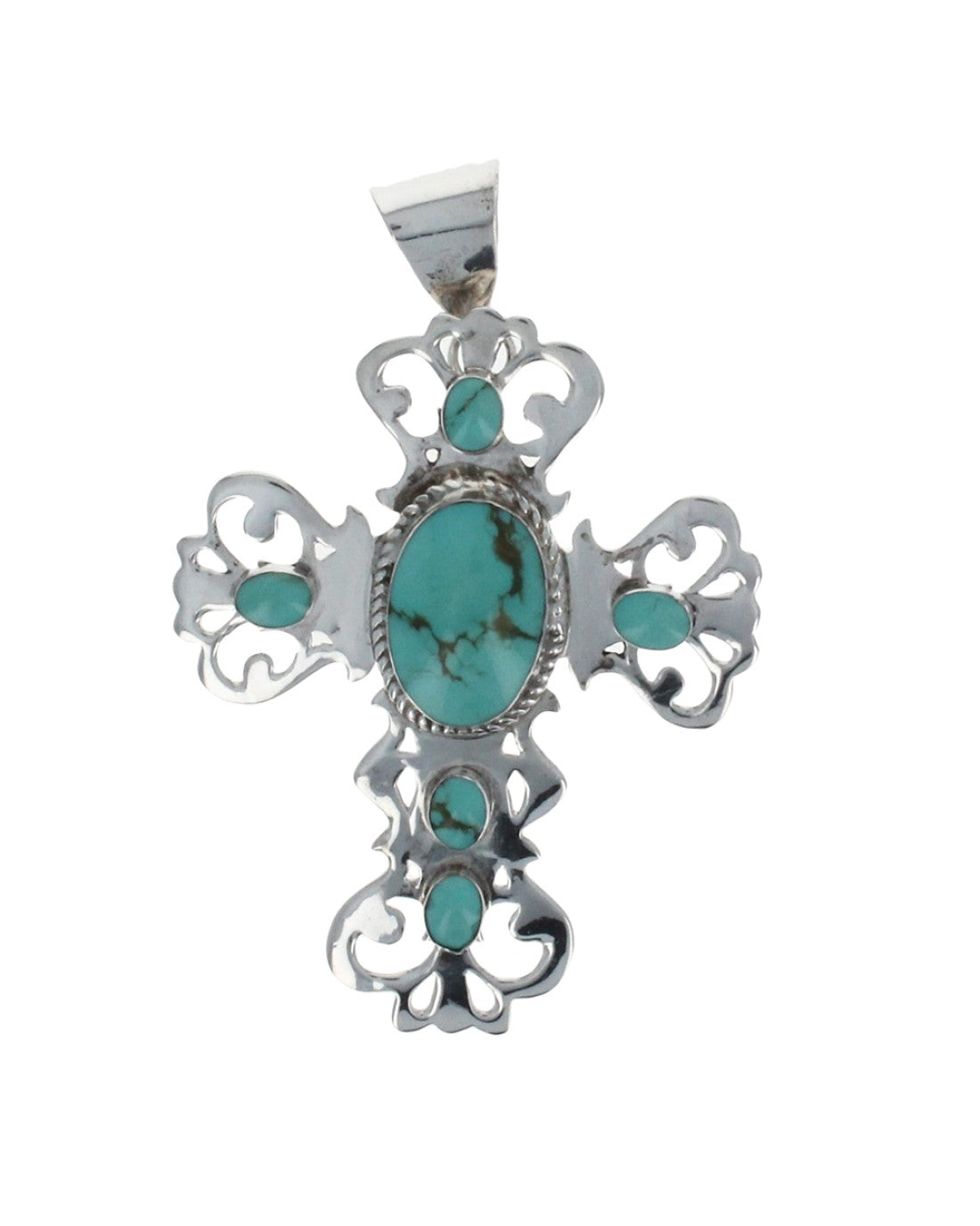 Synthetic Turquoise Cross Pin/Pendant in Silver – The Estate Watch And ...