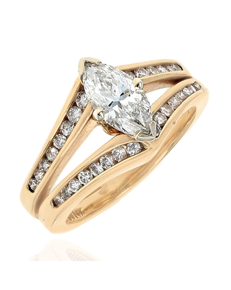 Marquise Cut Diamond Solitaire Split Shank Ring – The Estate Watch And ...
