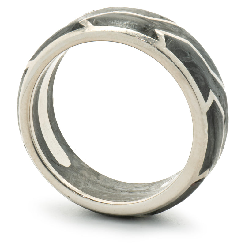 David Yurman 18 Karat White Gold Forged Carbon 8MM Band