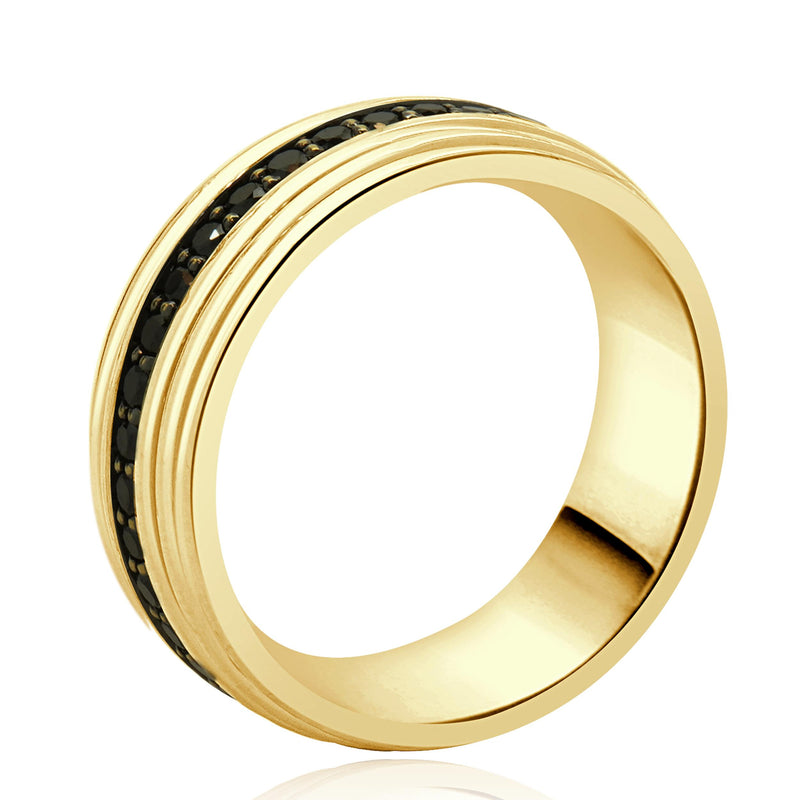 David Yurman 18 Karat Yellow Gold Black Diamond Band