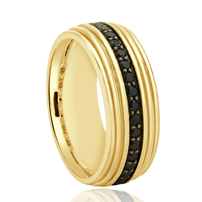 David Yurman 18 Karat Yellow Gold Black Diamond Band