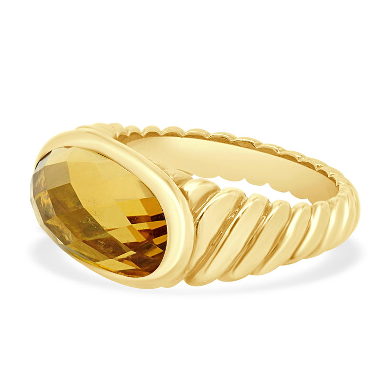 David Yurman 18K Yellow Gold Citrine Noblesse Collection Ring