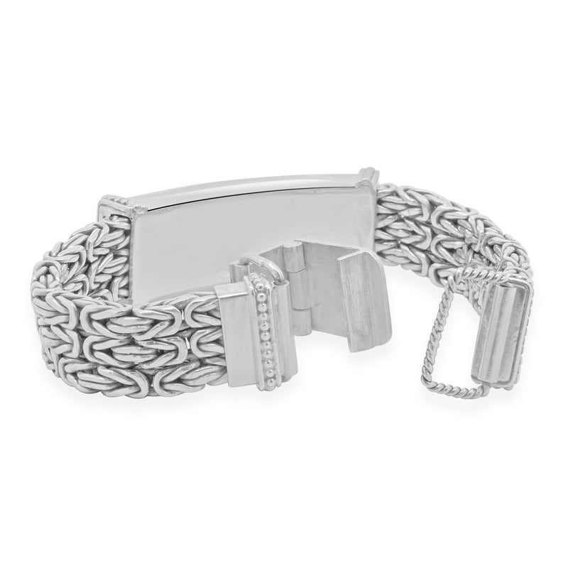 Sterling Silver Three Row Byzantine Style Bracelet