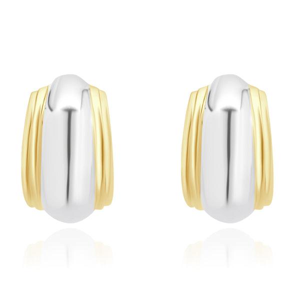 Tiffany & Co. 18 Karat Yellow Gold & Sterling Silver Dome Earrings