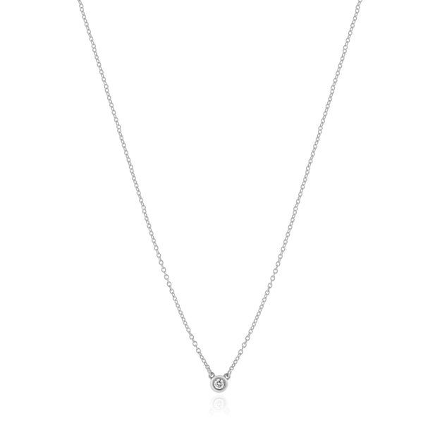 Tiffany & Co. Sterling Silver Diamond Solitaire Necklace