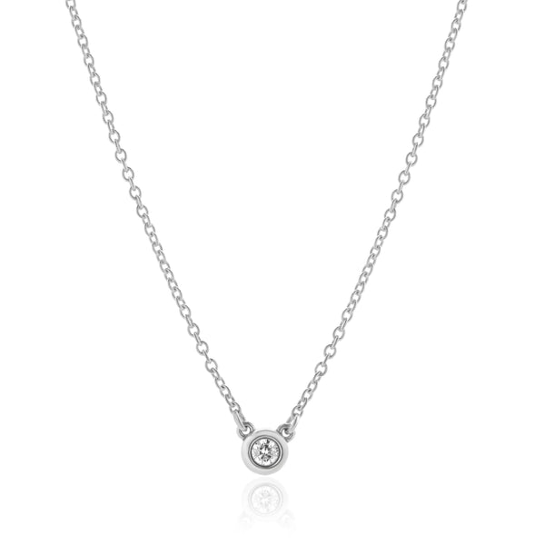 Tiffany & Co. Sterling Silver Diamond Solitaire Necklace